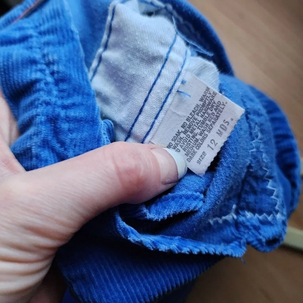 VTG‎ OSHKOSH B'GOSH Made in USA Blue Corduroy Overalls Baby 12 Months